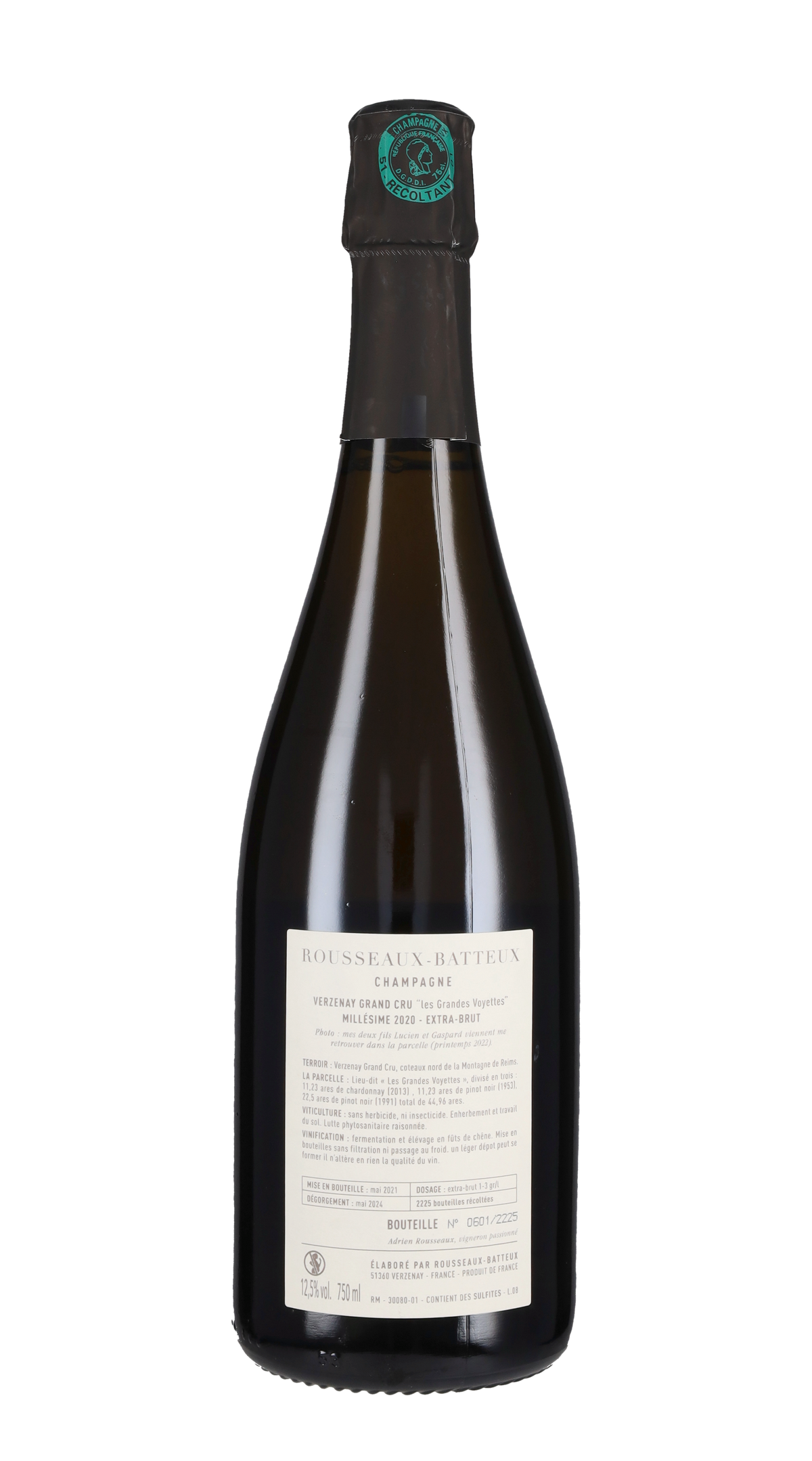 Champagne Extra Brut Grand Cru 'Grandes Voyettes' Rousseaux-Batteux 2020