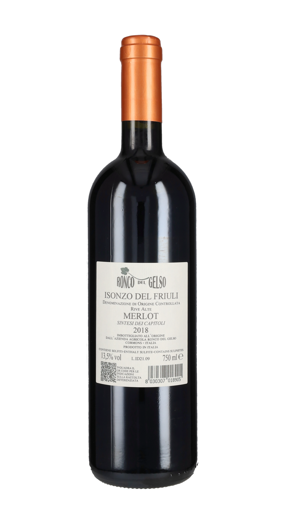 Merlot 'Sintesi dei Capitoli' Ronco del Gelso 2018