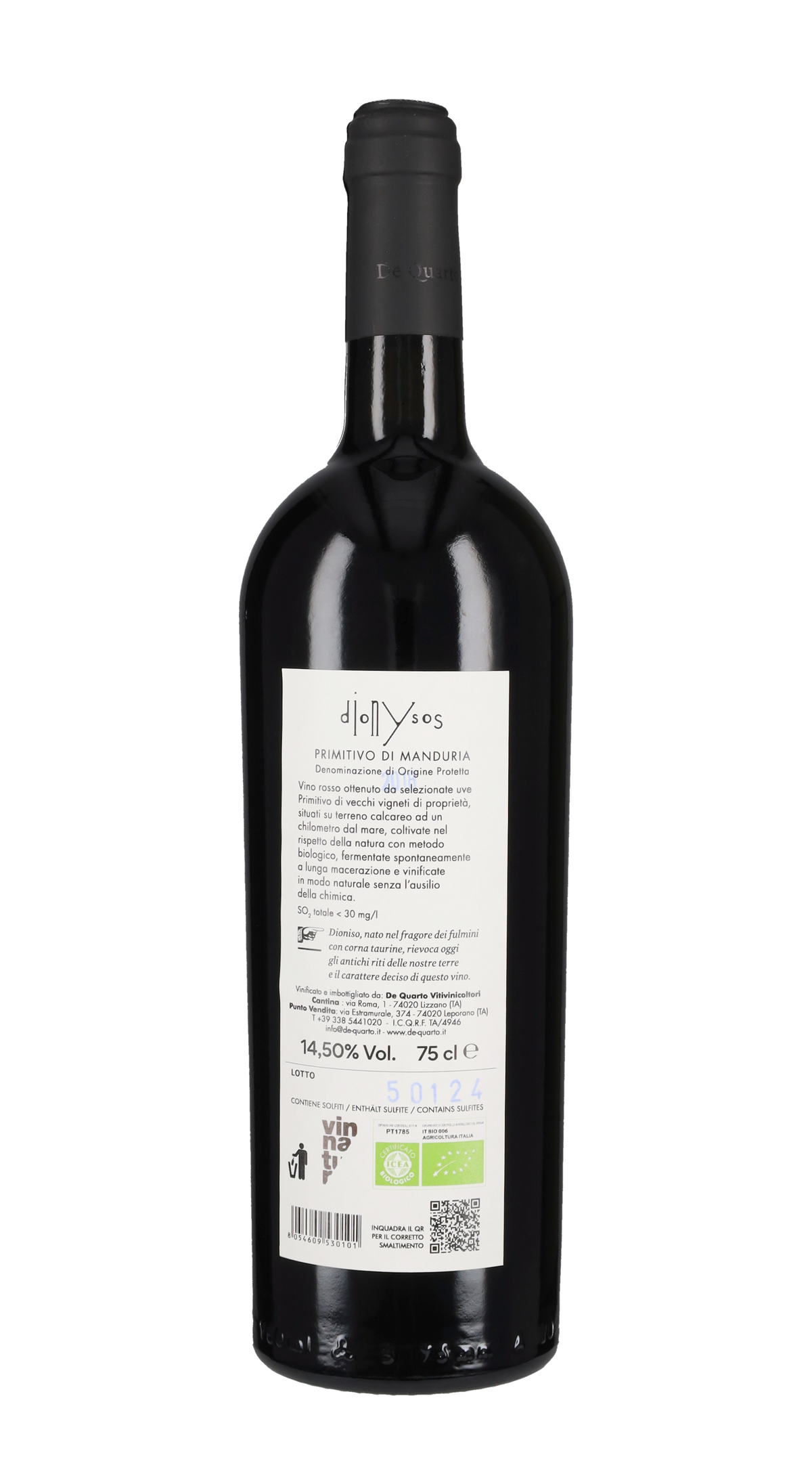 Primitivo di Manduria Riserva 'Dionysos' De Quarto 2018