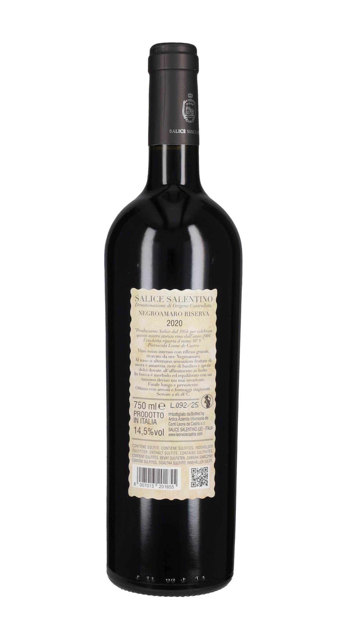 Salice Salentino Riserva '50° Vendemmia' Leone de Castris 2020