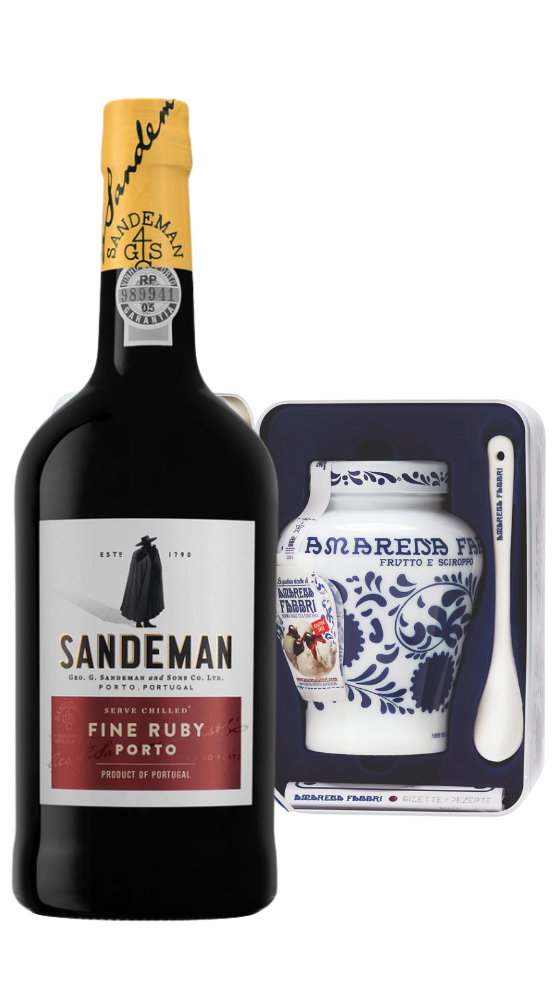 Scatola Amarena Fabbri e Porto Ruby Sandeman