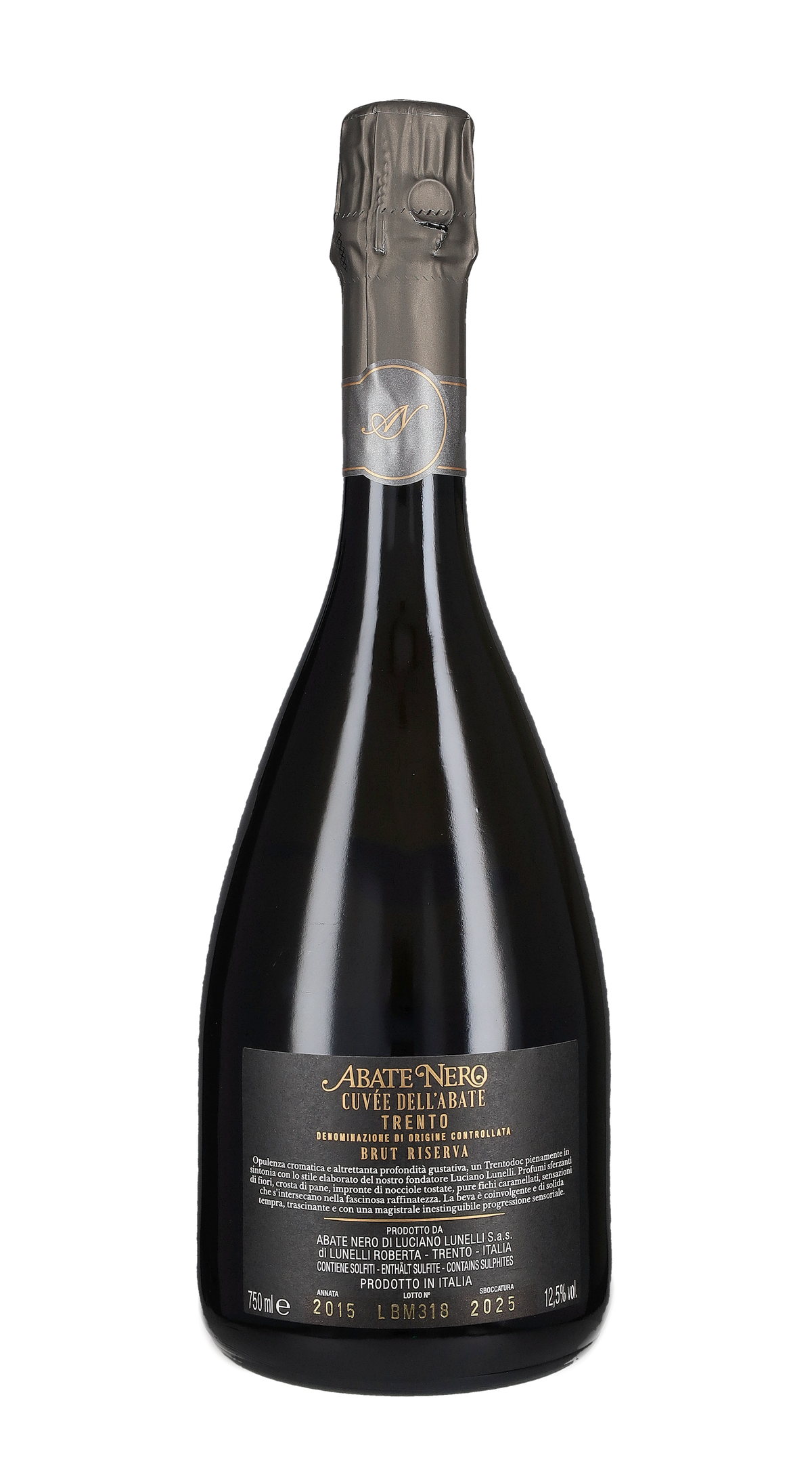 Trento Spumante Brut Riserva 'Cuvee Dell'Abate' Abate Nero 2015