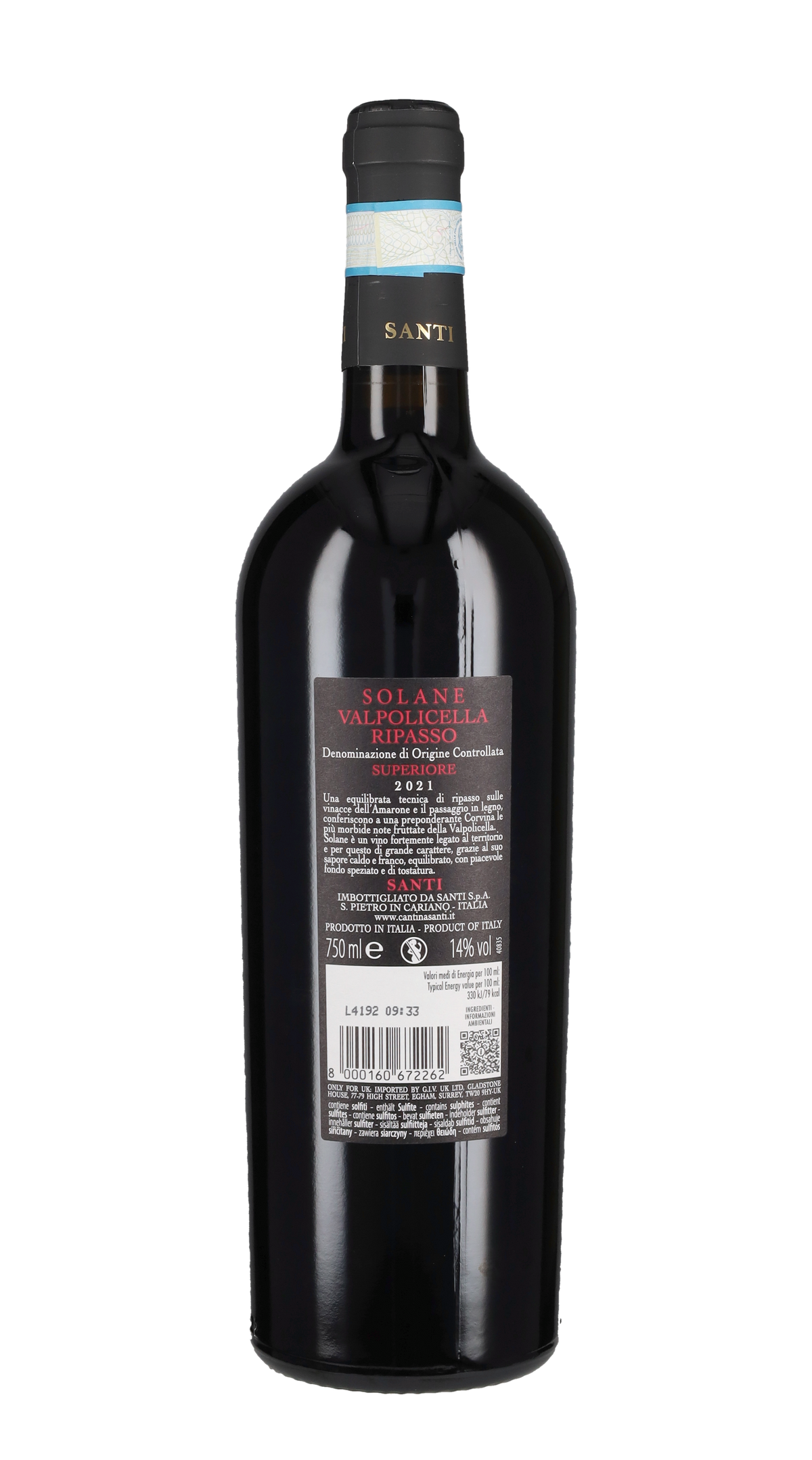 Valpolicella Ripasso Classico Superiore 'Solane' Santi 2021