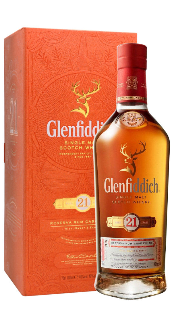 Whisky Single Malt 'Reserva Rum Cask Finish' Glenfiddich 21 Anni