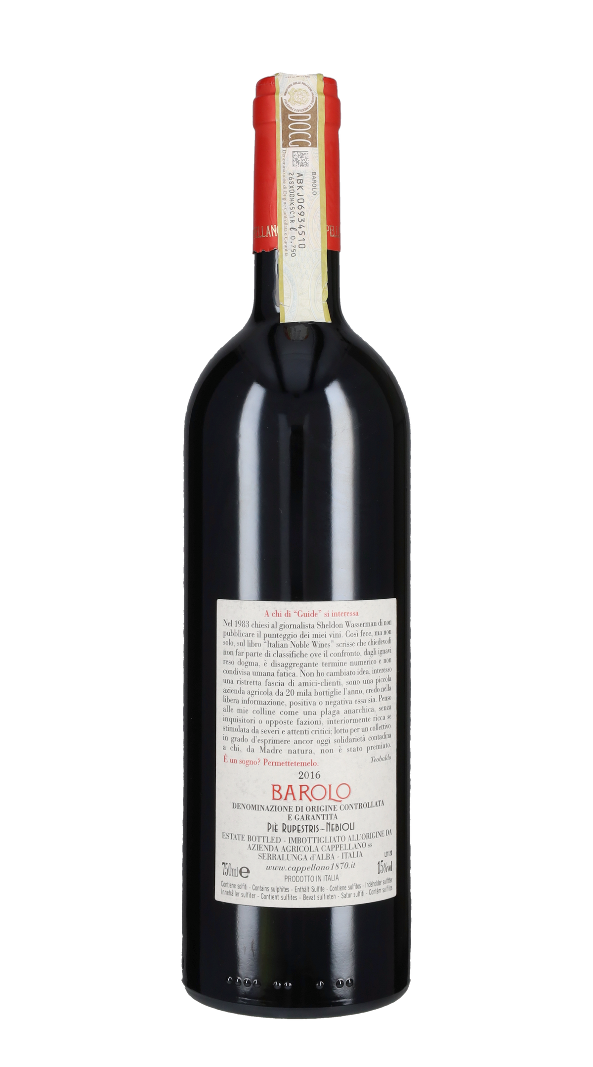 Barolo 'Otin Fiorin - Piè Rupestris' Cappellano 2016