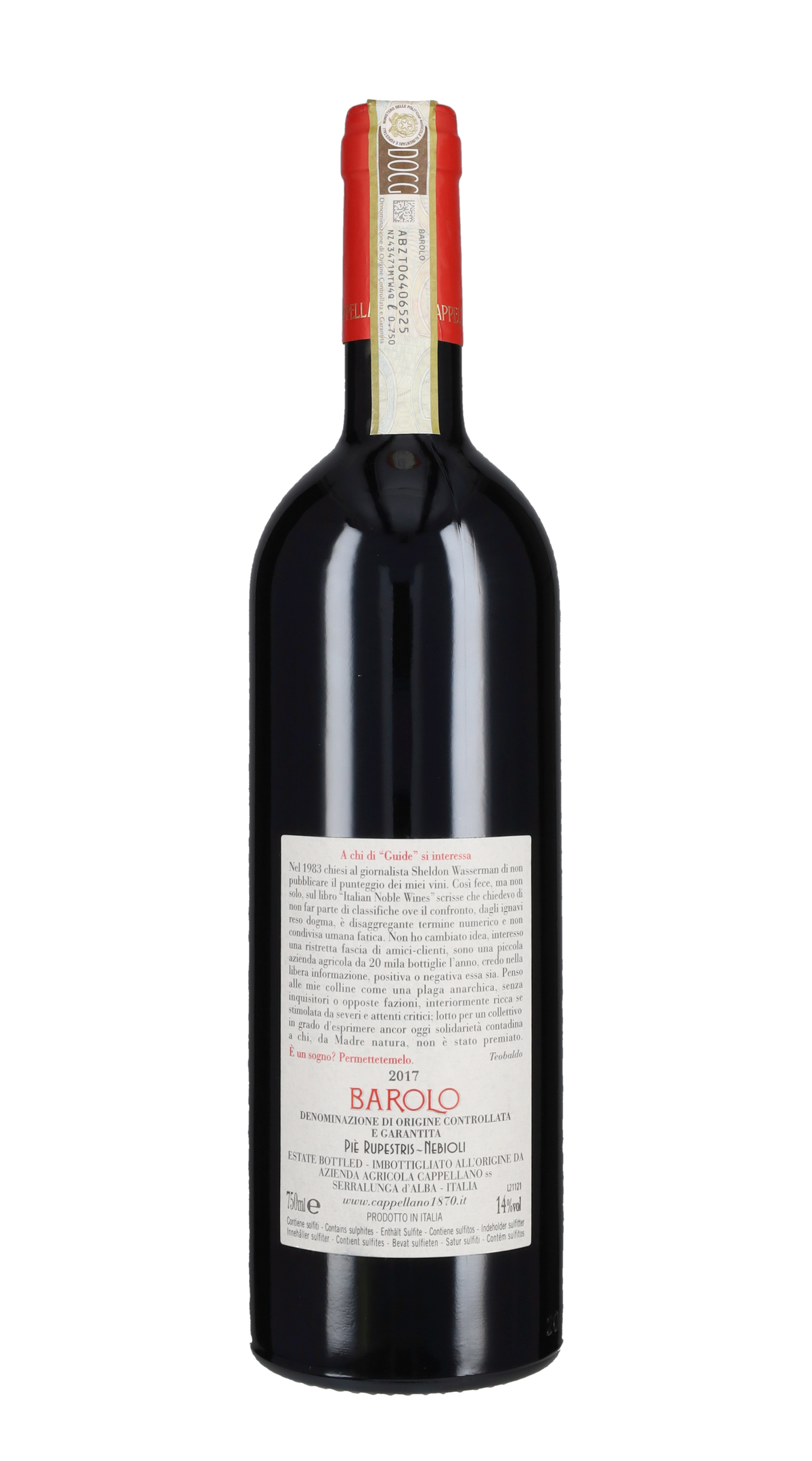 Barolo 'Otin Fiorin - Piè Rupestris' Cappellano 2017