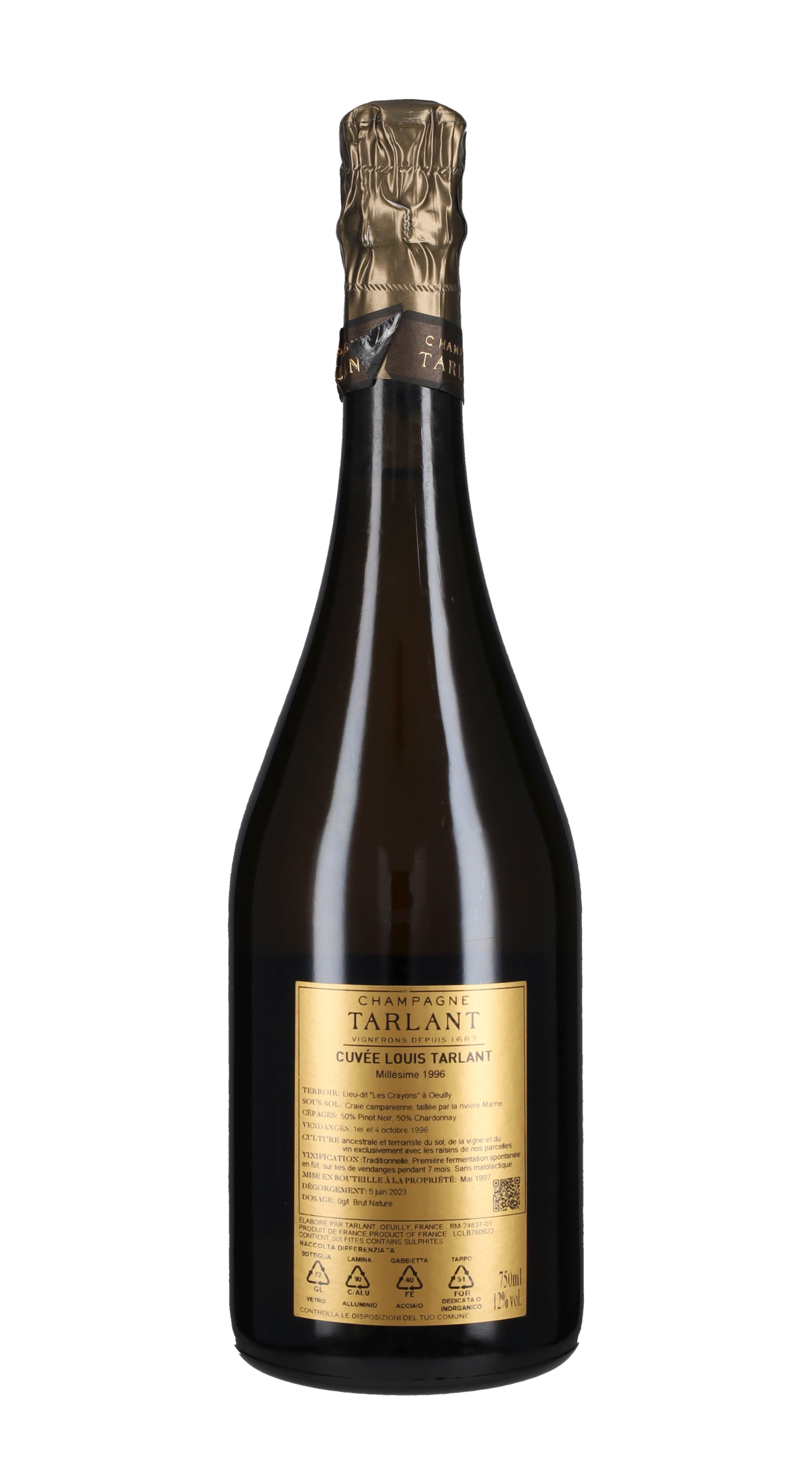 Champagne Brut Nature 'Cuvée Louis' Tarlant 1996