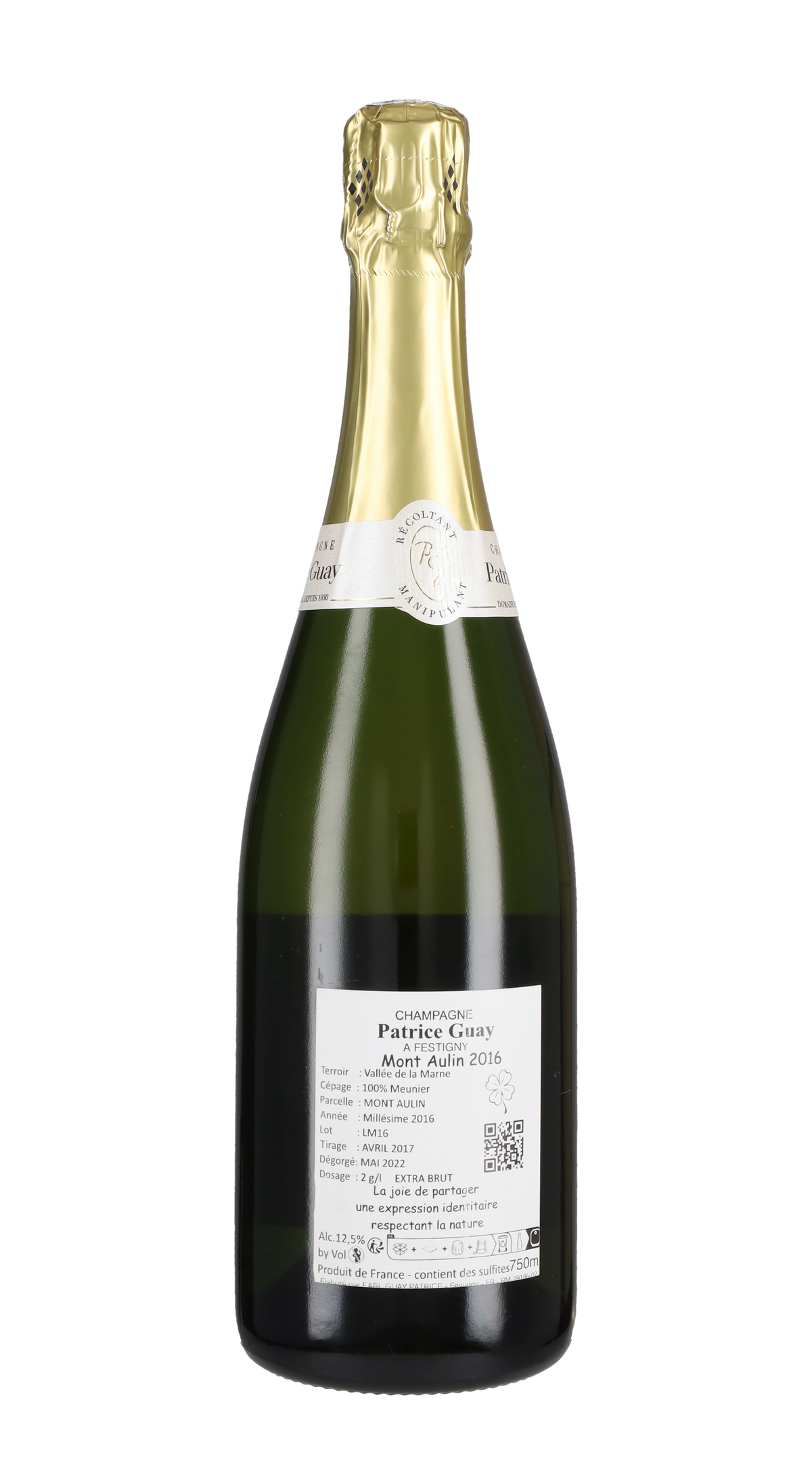 Champagne Extra Brut 'Mont Aulin' Patrice Guay 2016