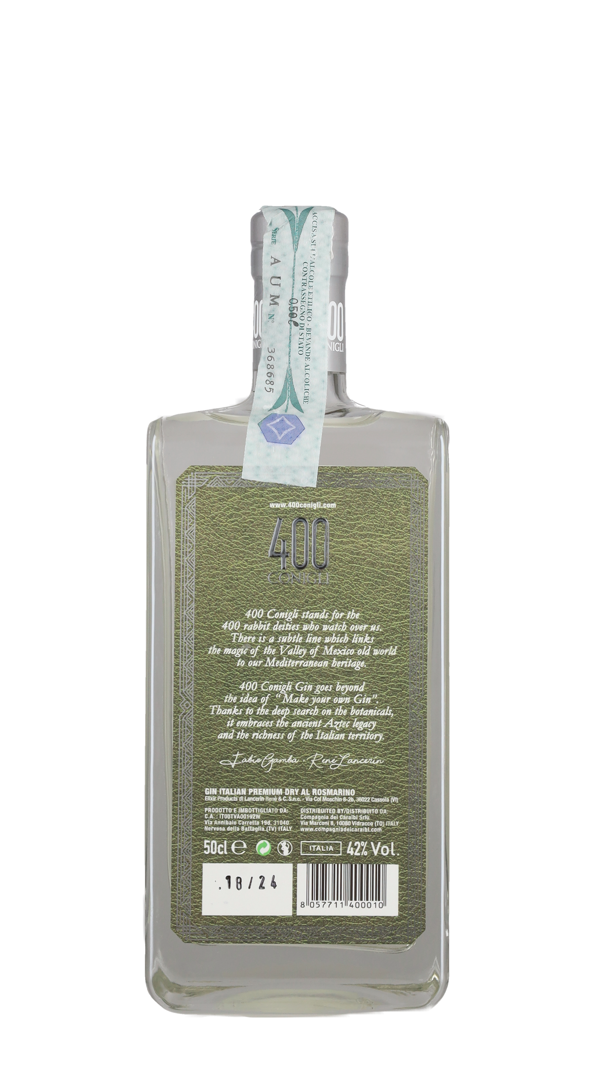 Gin Dry Italian Premium 'Rosemary' 400 Conigli - 50cl