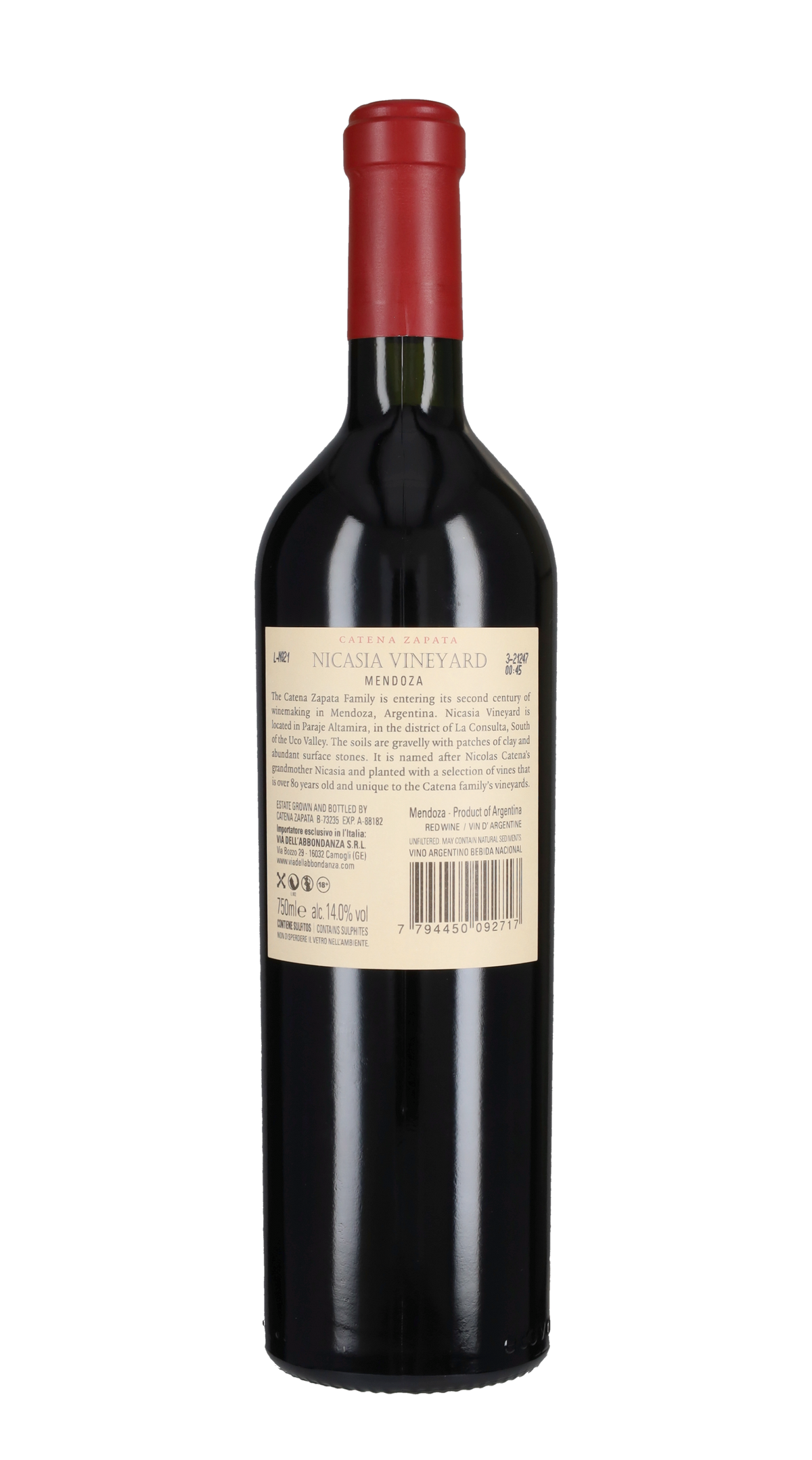 Malbec Nicasia Vineyard Catena Zapata 2018