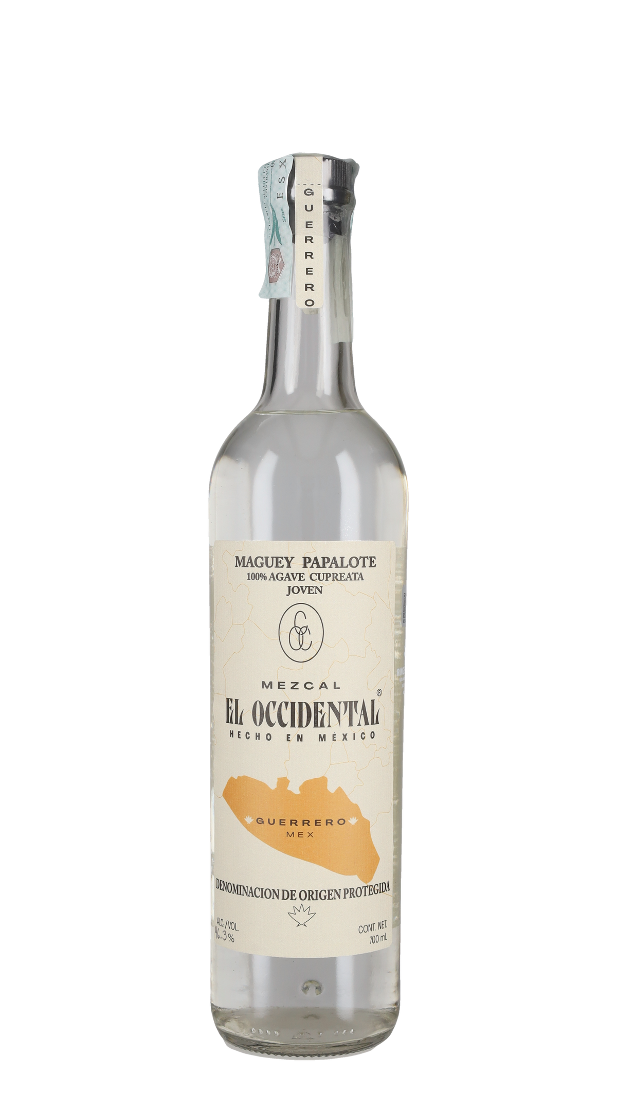 Mezcal Joven Guerrero Cupreata El Occidental