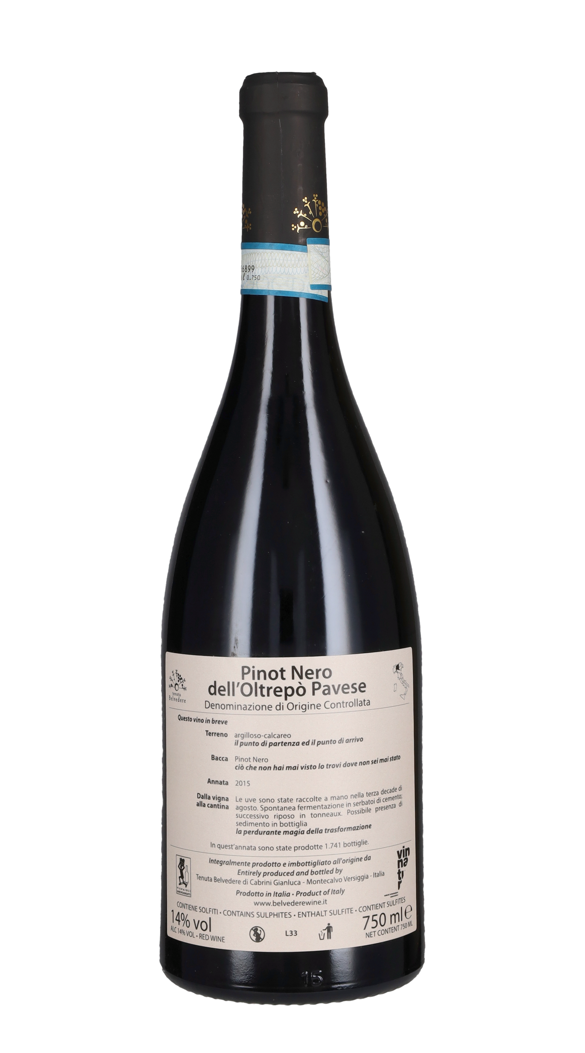 Pinot Nero 'Ad ognuno il proprio viaggio' Tenuta Belvedere 2015
