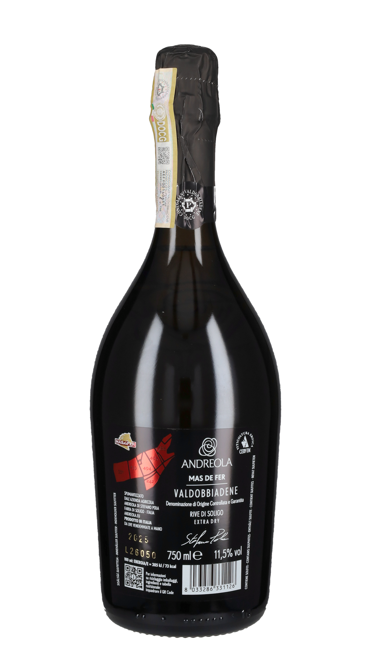 Prosecco di Valdobbiadene Superiore Extra Dry 'Mas De Fer' Andreola