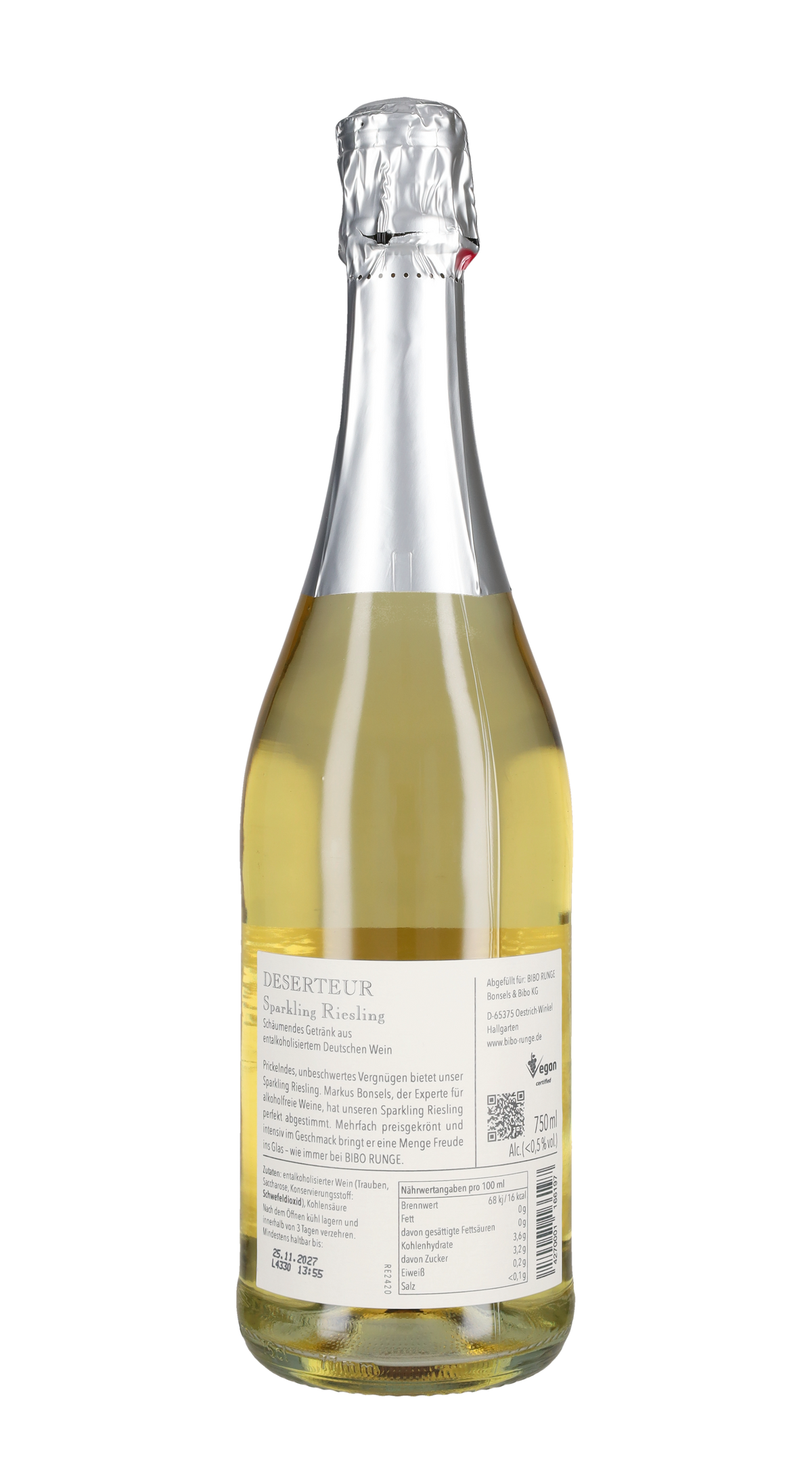 Riesling Spumante Alcohol Free 'Deserteur' Bibo Runge