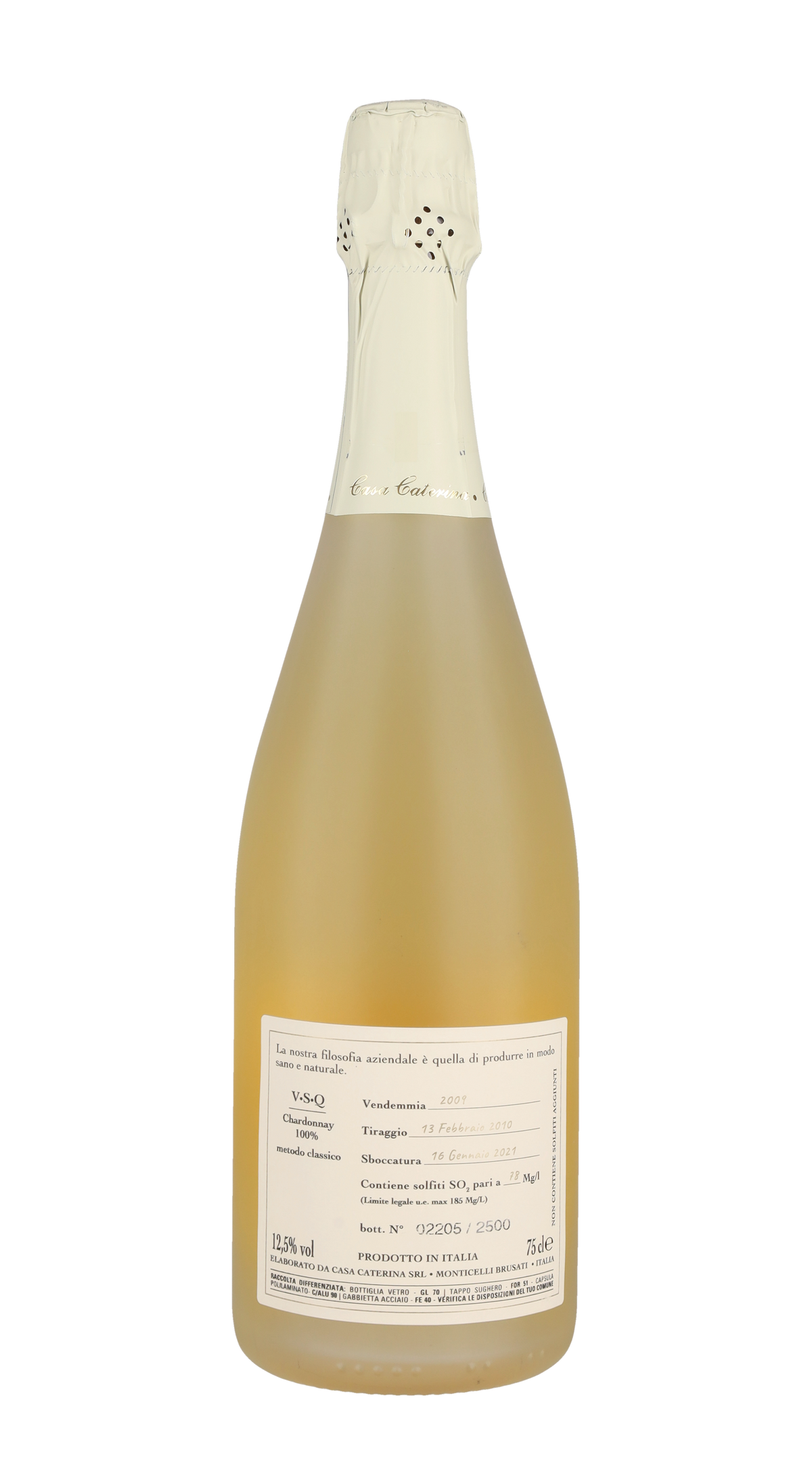 Spumante Metodo Classico Dosaggio Zero 'Vertical' Casa Caterina 2009