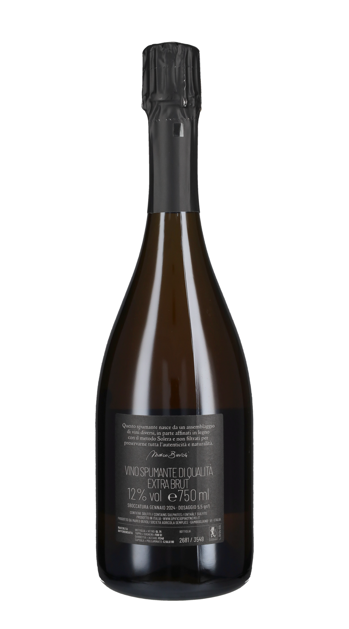 Spumante Metodo Classico Extra Brut 'Solera' Buvoli