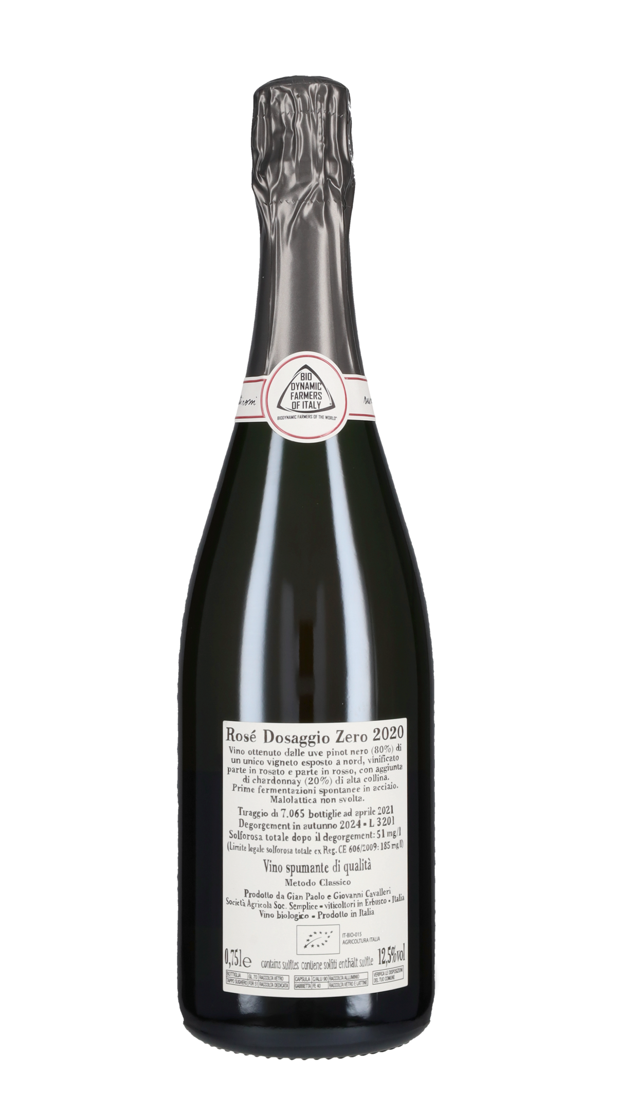 Spumante Metodo Classico Rosè Pas Dosè Cavalleri 2020