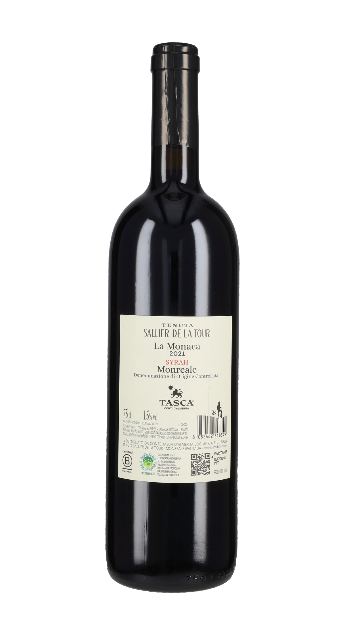 Syrah 'La Monaca' Tenuta Sallier de la Tour - Tasca d'Almerita 2021